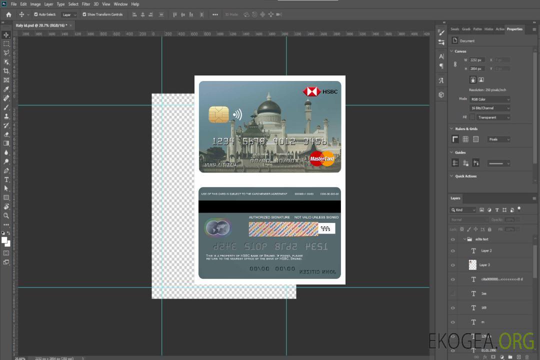 Carte Mastercard de la banque HSBC de Brunei template Carte Mastercard de la banque HSBC de Brunei template